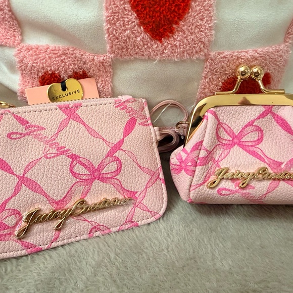 Juicy Couture Handbags - Juicy Couture Pink Bow Patterned Wallet and Coin Purse